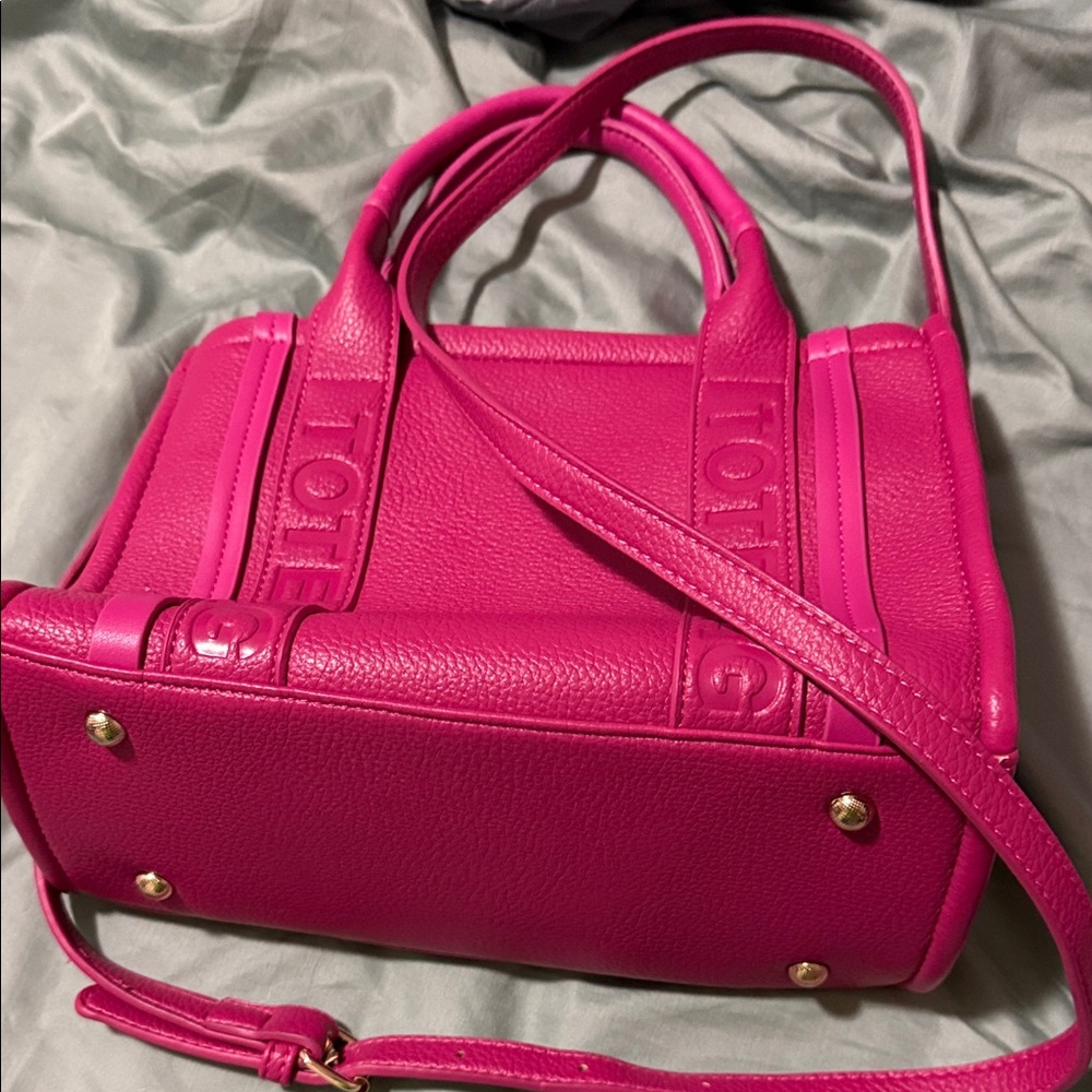 Vibrant Pink Leather Tote Bag
